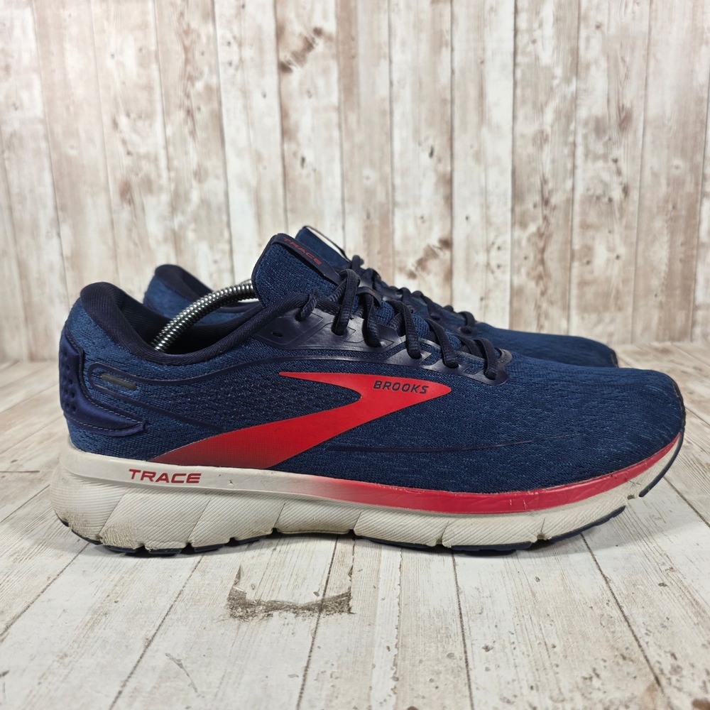 Brooks Trace 2 Mens Running Shoes Navy Blue Red 1103881D420 Size 12 D‎ Medium